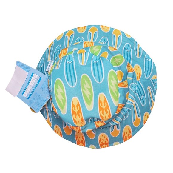 I Play Baby Bucket Sun Hat 9–18 Months Aqua Surfboard UPF 50+ - Picture 3 of 10